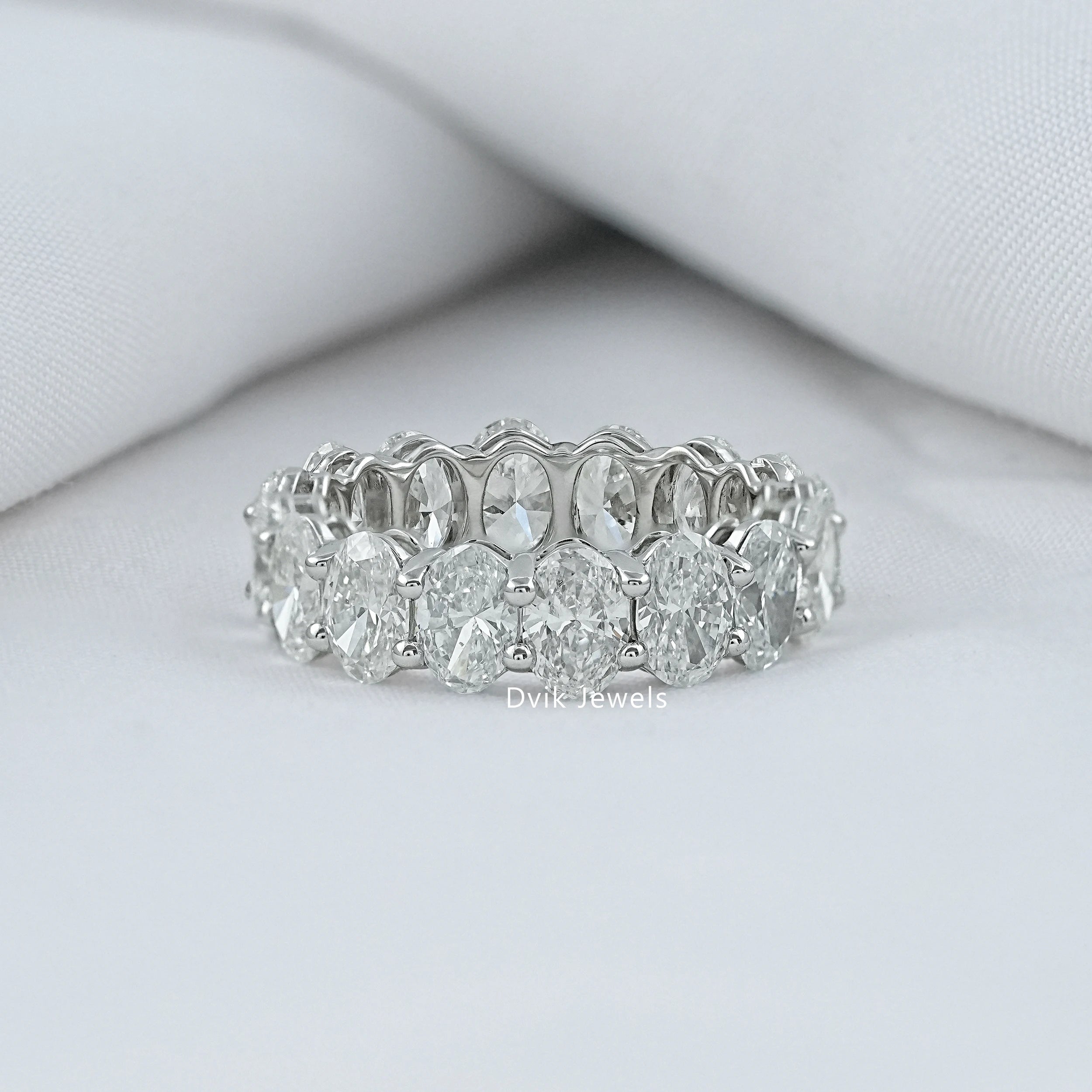 Oval Lab Grown Diamond White Gold Eternity Wedding Band – Dvik Jewels