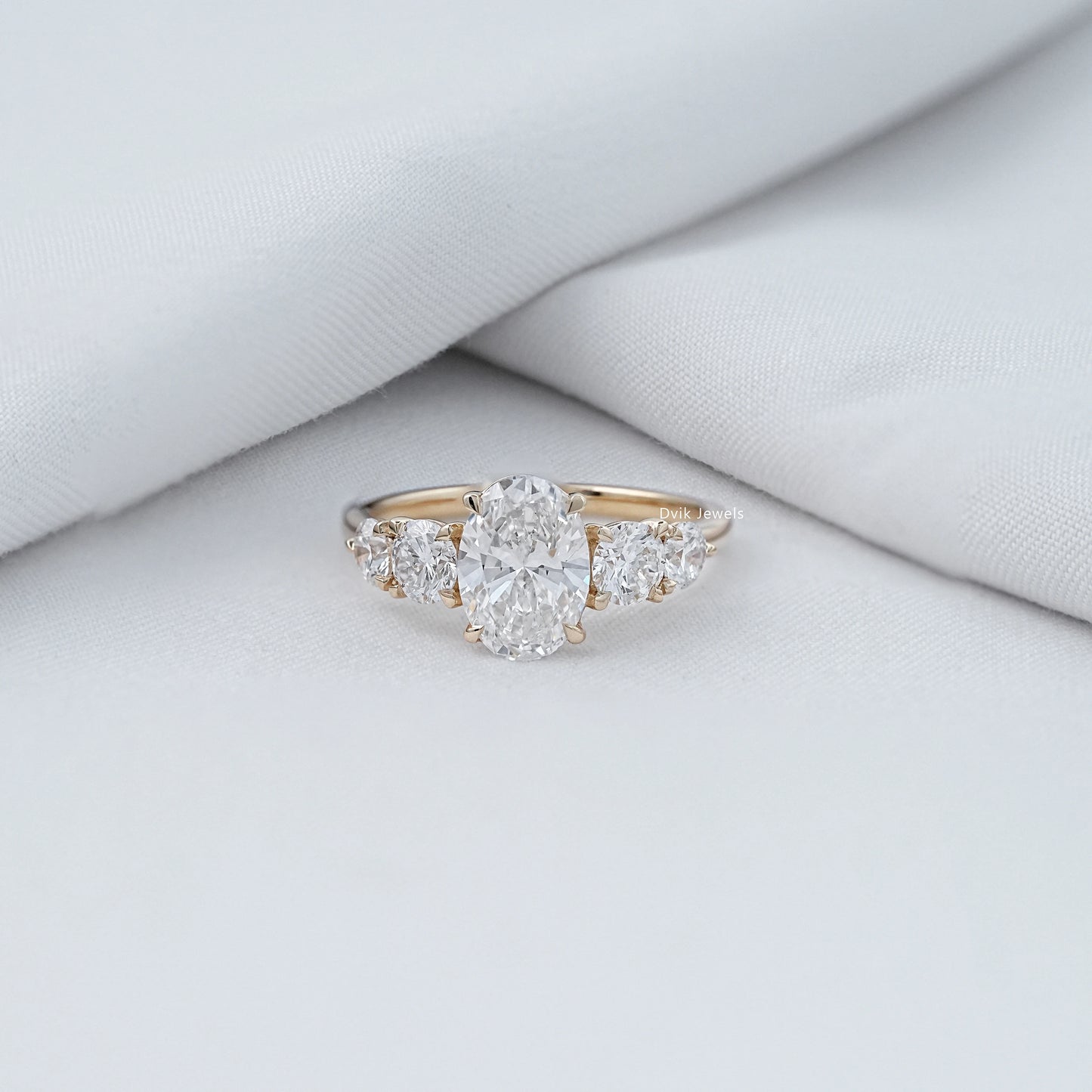 Oval Cut Lab Diamond Five Stone Ring