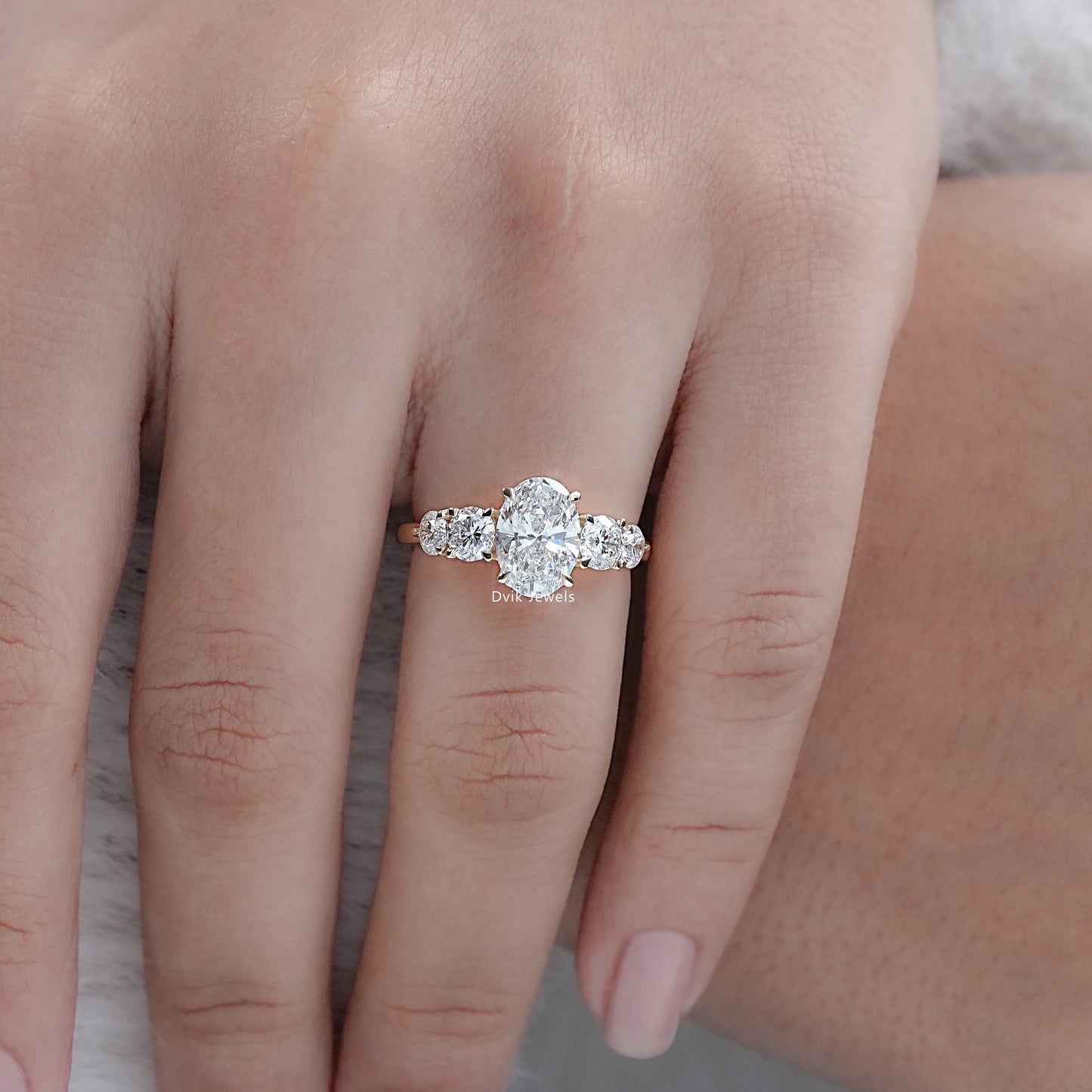 Oval Cut Lab Diamond Five Stone Ring