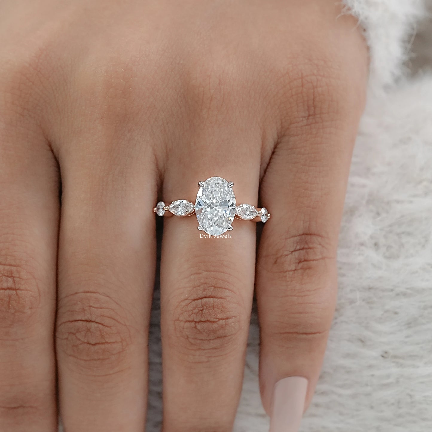 Five Stone Oval and Marquise Diamond Ring