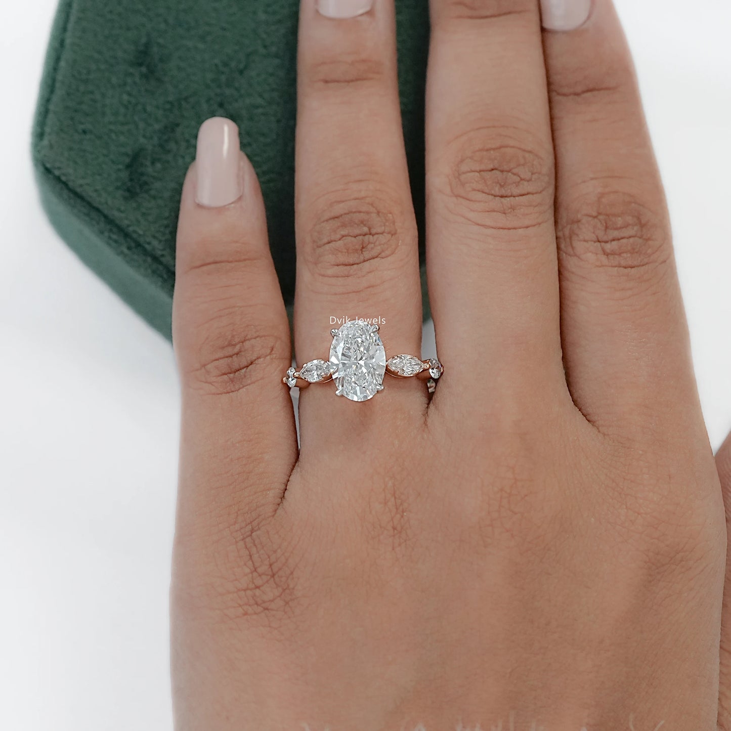 Five Stone Oval and Marquise Diamond Ring