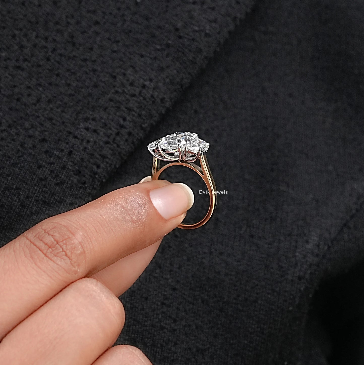 Three Stone Oval Diamond Engagement Ring