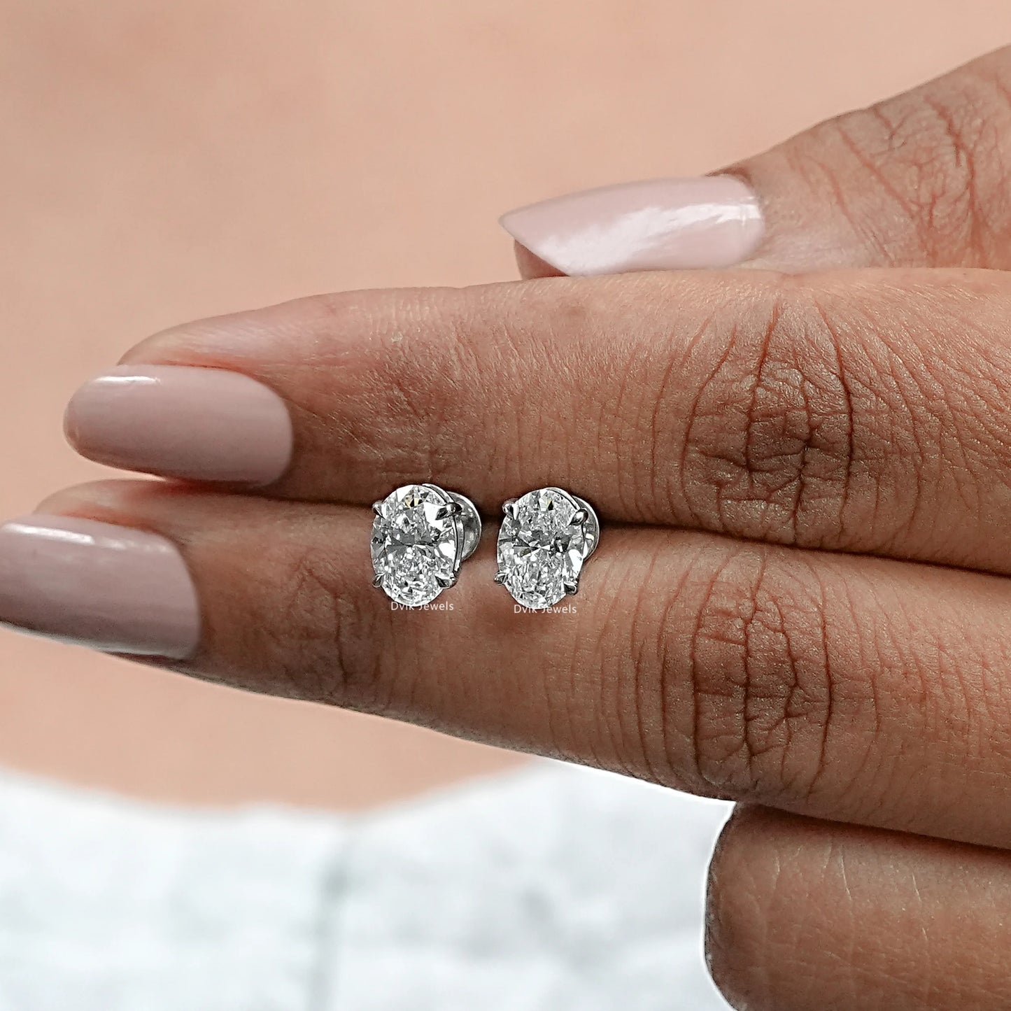 Oval Lab Grown Diamond Stud Earrings