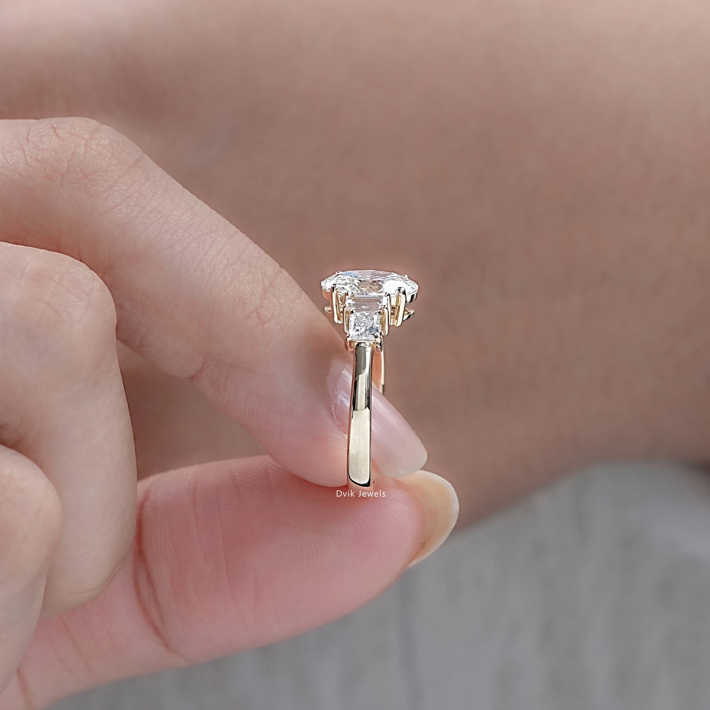 Lab Diamond Five Stone Ring - Oval Shape