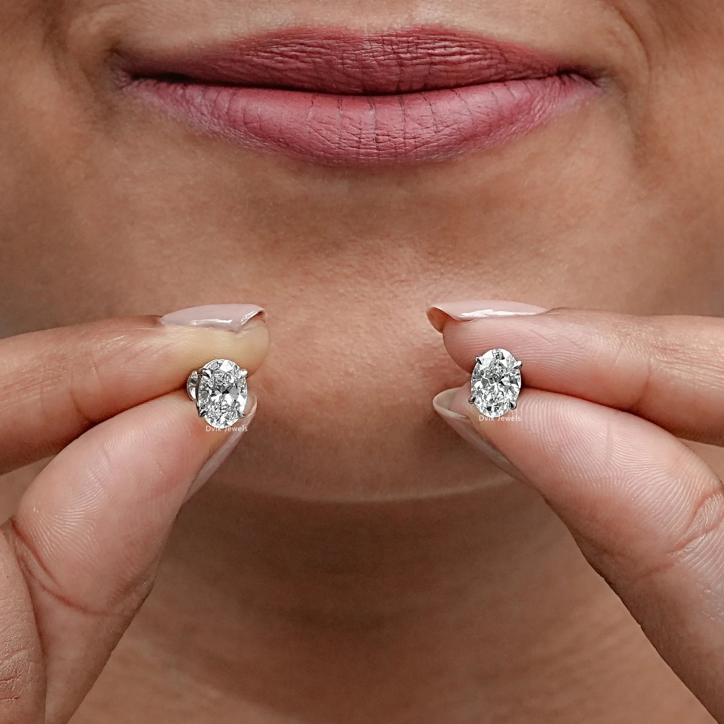 Oval Lab Grown Diamond Stud Earrings