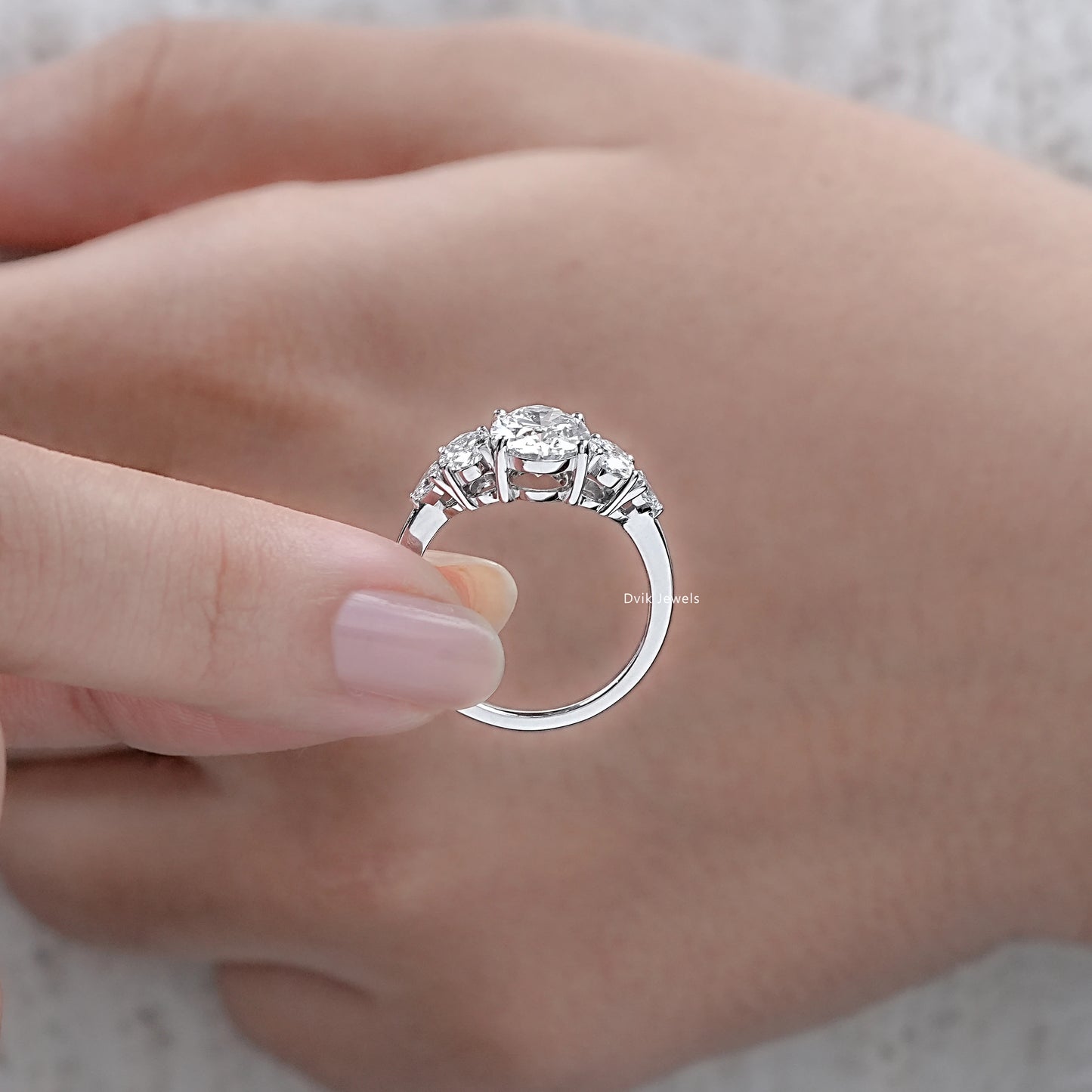 Lab Grown Diamond Oval Cut Five Stone Ring