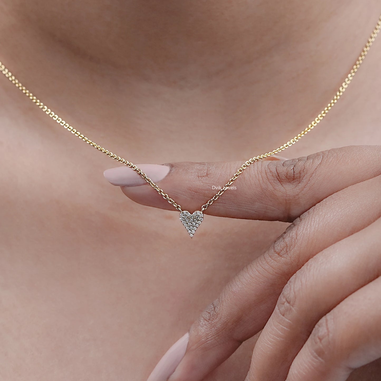 Pave Set Heart Shape Diamond Pendant Necklace