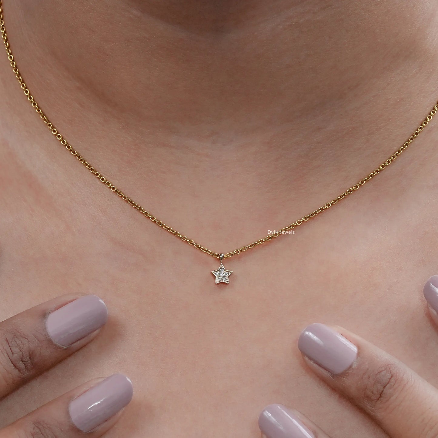Star Shape Round Lab Diamond Pave Set Pendant