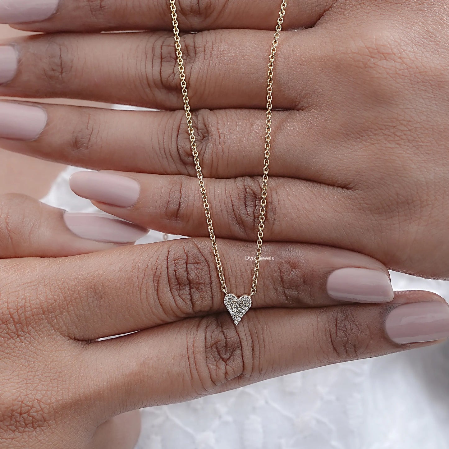 Pave Set Heart Shape Diamond Pendant Necklace