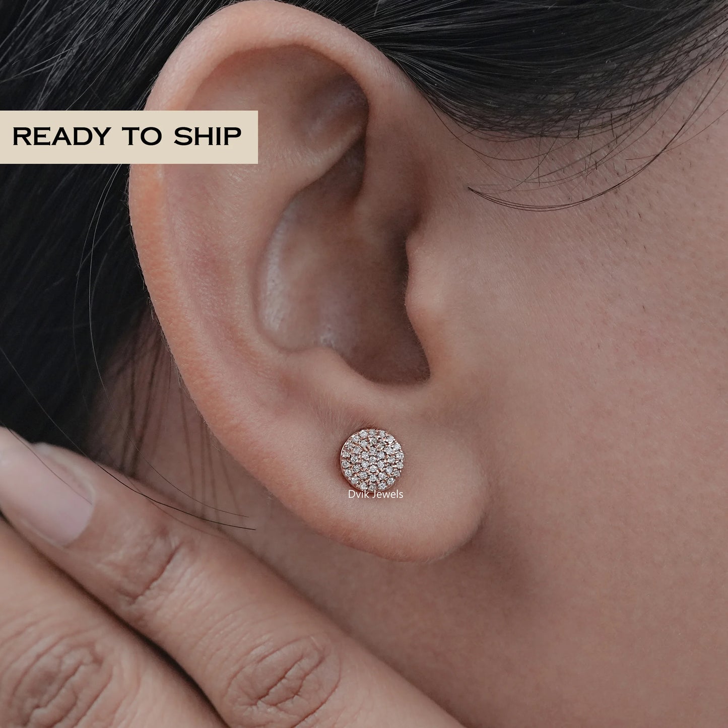 Round Cut Lab Diamond Pave Set Stud Earrings