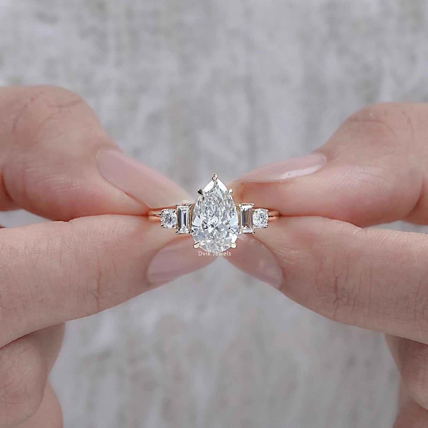 5 Stone Lab Diamond Anniversary Ring