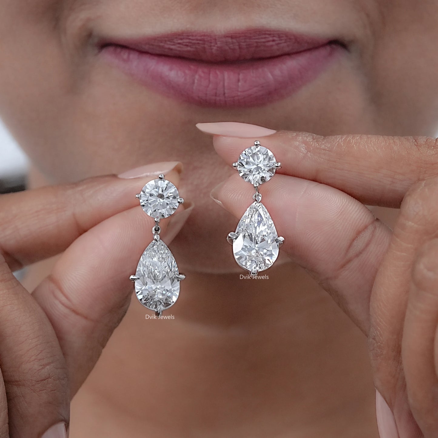 Pear Cut Lab Diamond Dangle Earrings