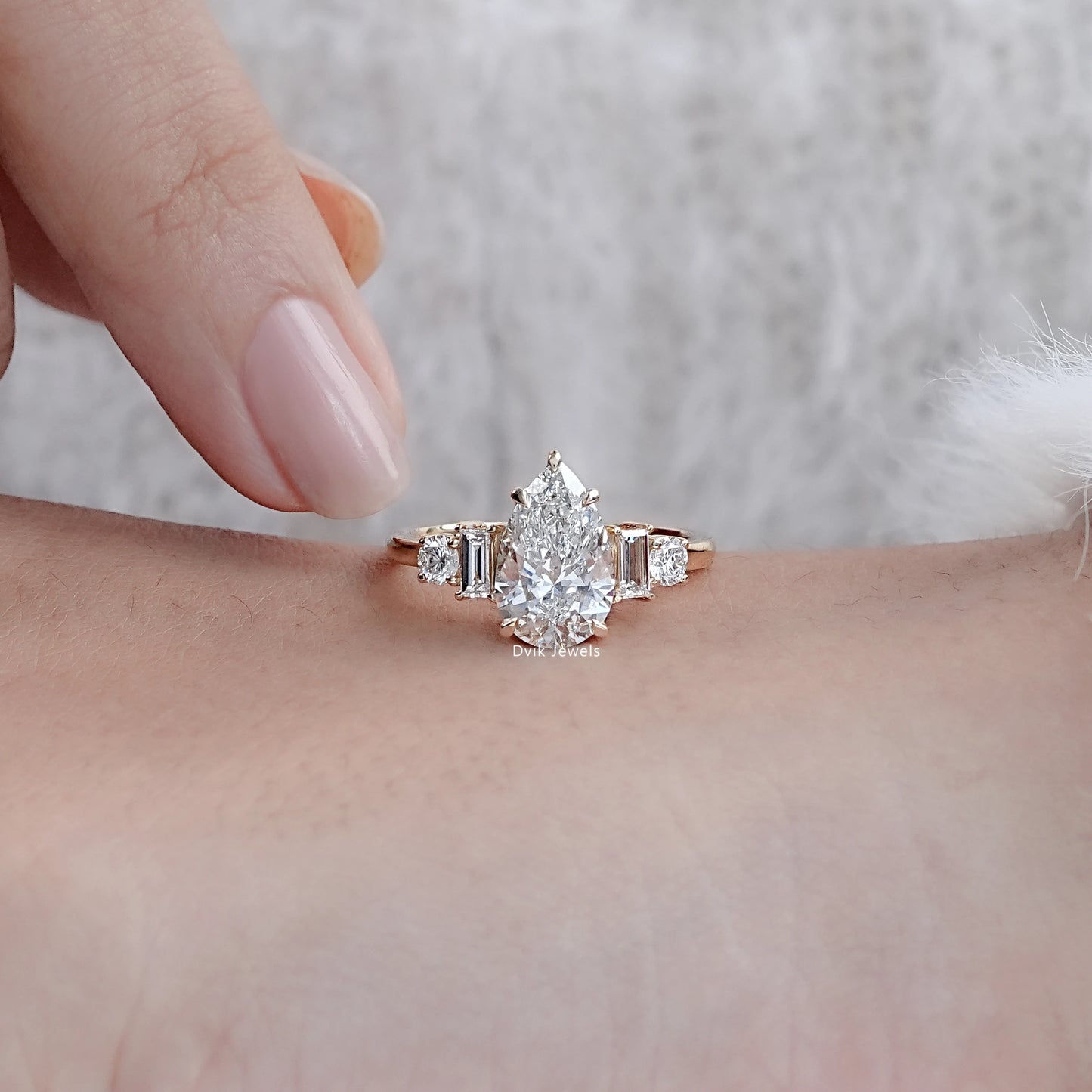 5 Stone Lab Diamond Anniversary Ring