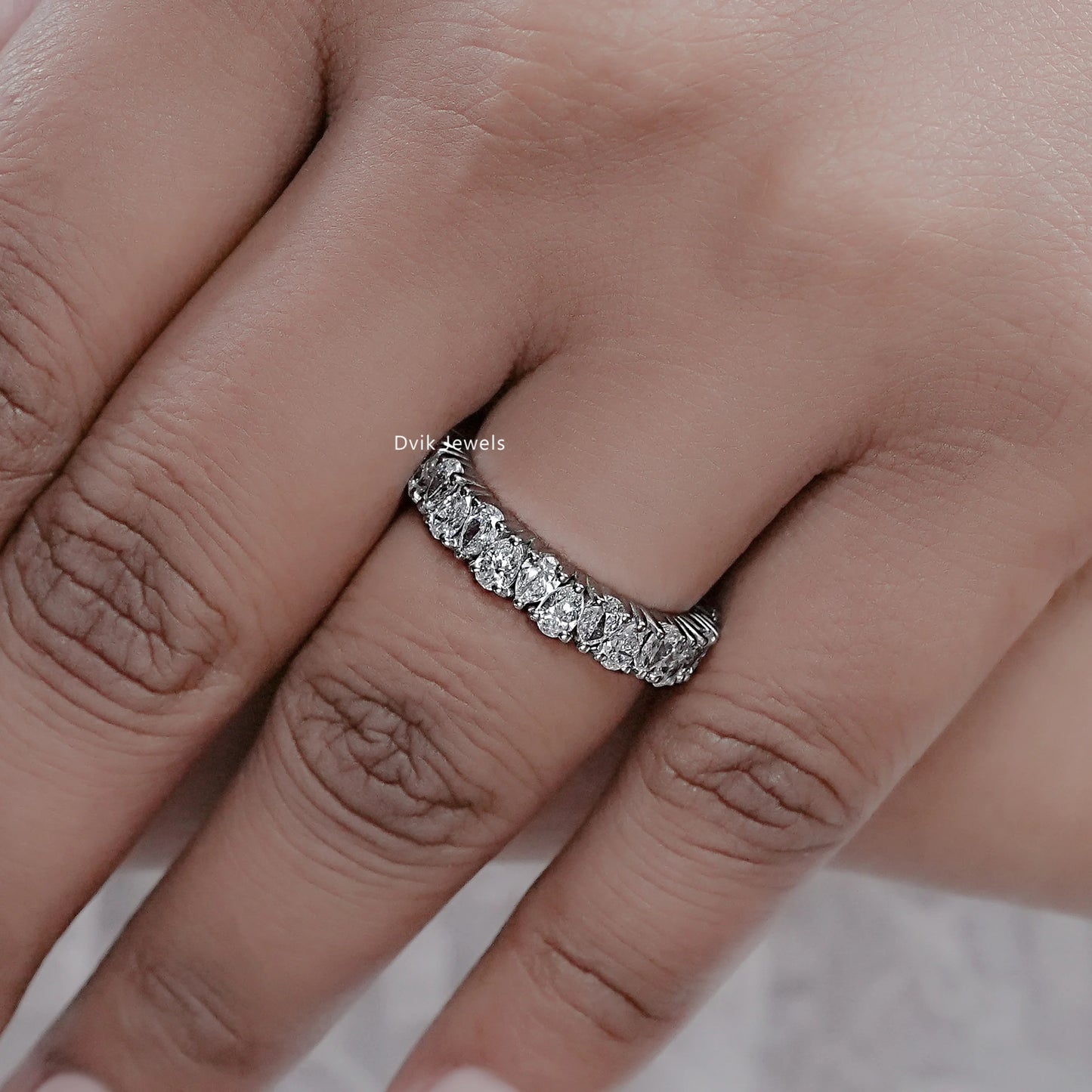 Pear Cut Lab Diamond Eternity Band