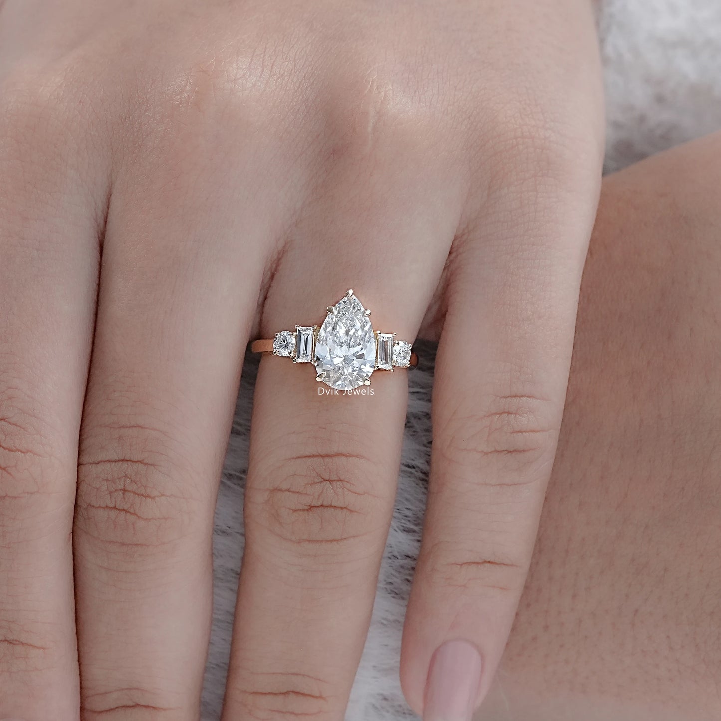 5 Stone Lab Diamond Anniversary Ring