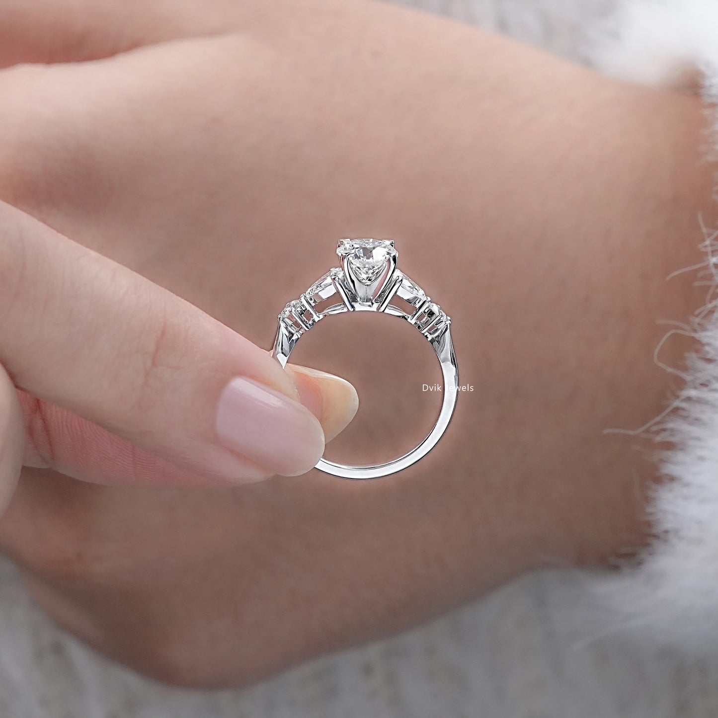 Round Cut Five Stone Engagement Ring