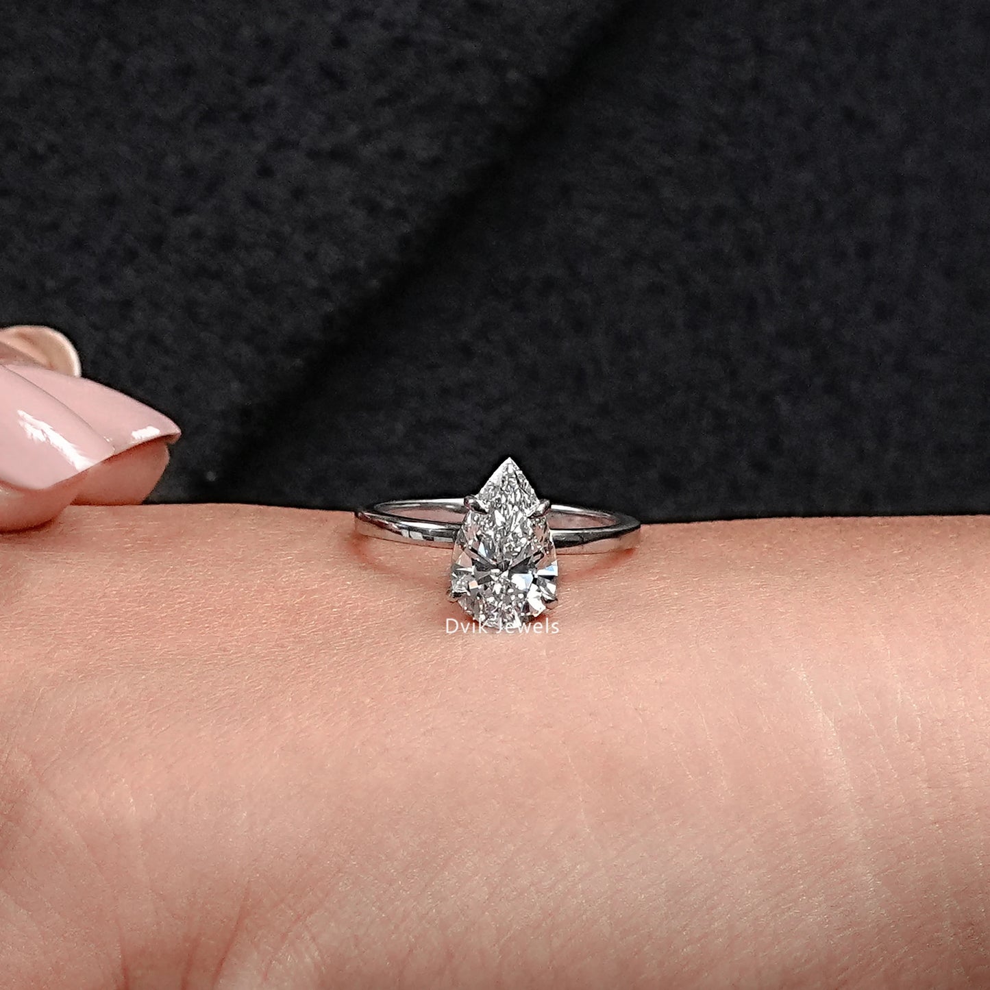 Pear Cut Lab Grown Diamond Solitaire Engagement Ring