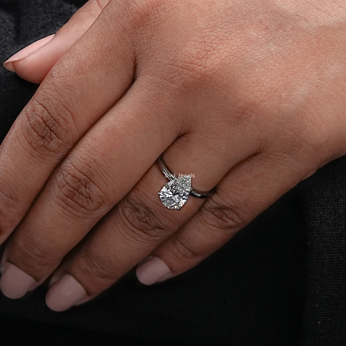 Pear Cut Lab Grown Diamond Solitaire Engagement Ring