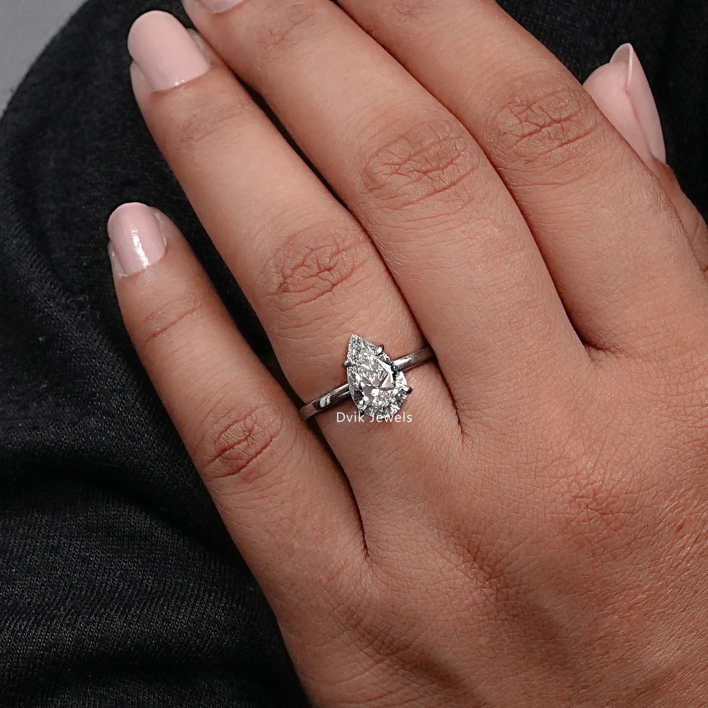 Pear Cut Lab Grown Diamond Solitaire Engagement Ring