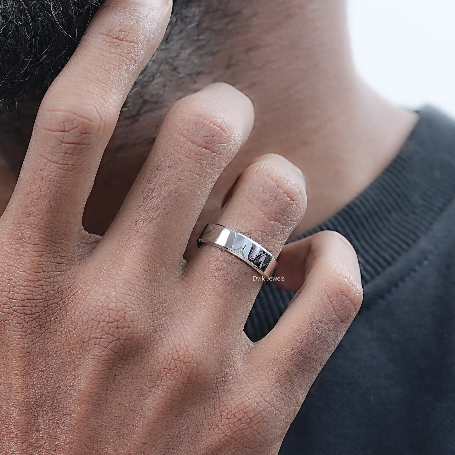 Solid Gold Hidden Birthstone Plain Men's Band