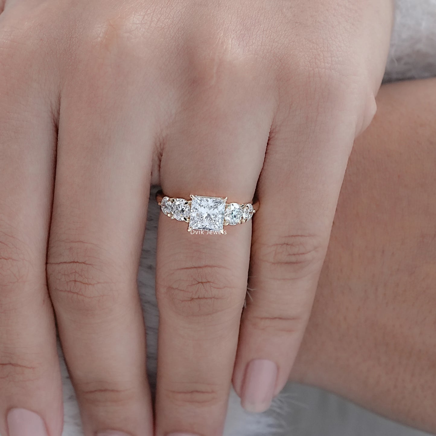 Princess Cut Five Stone Engagement Ring