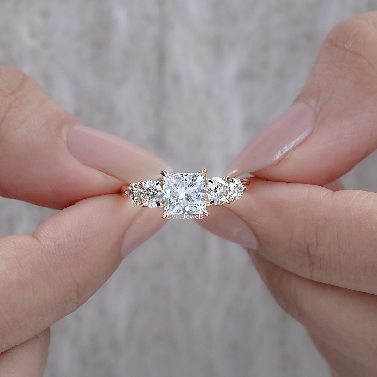 Princess Cut Five Stone Engagement Ring