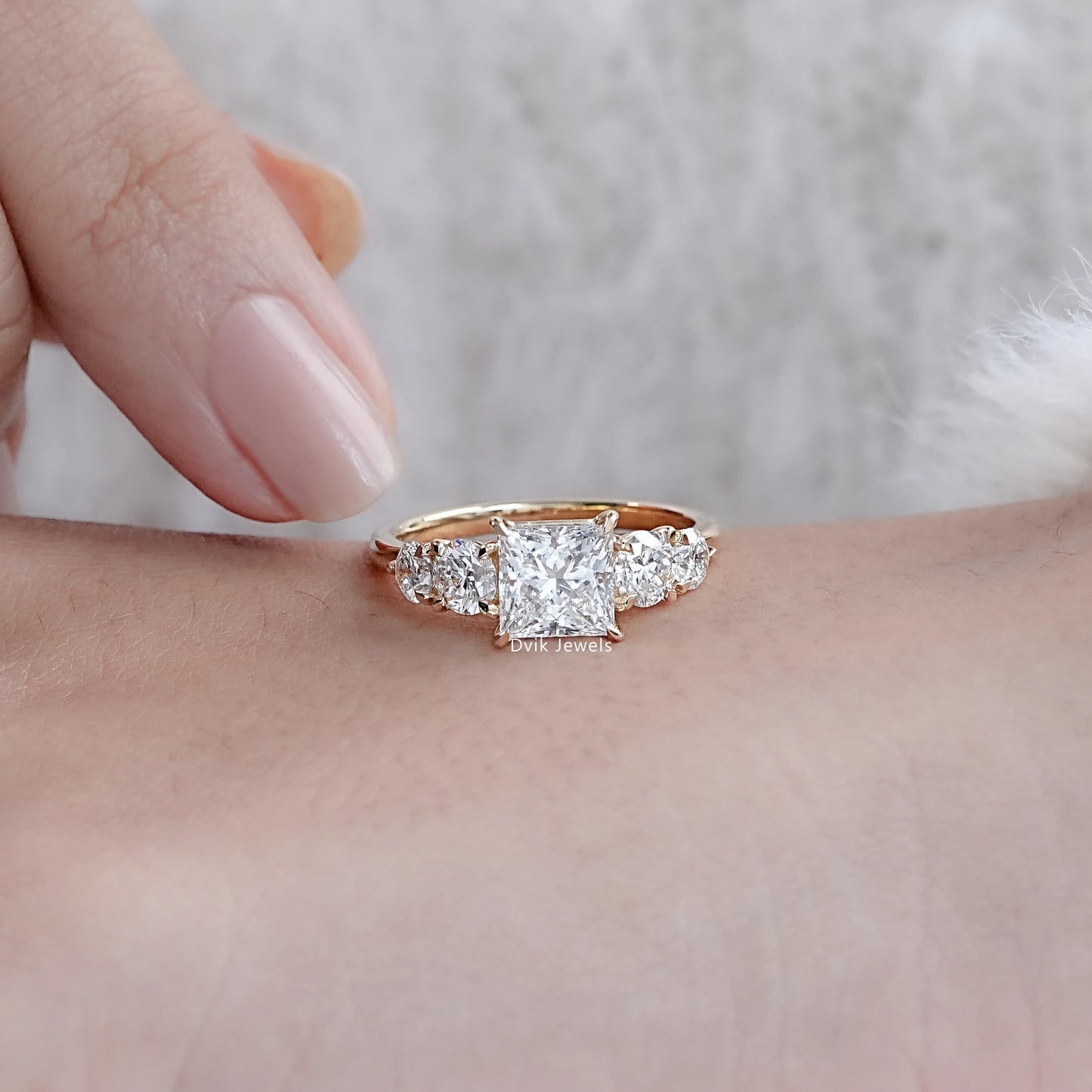 Princess Cut Five Stone Engagement Ring