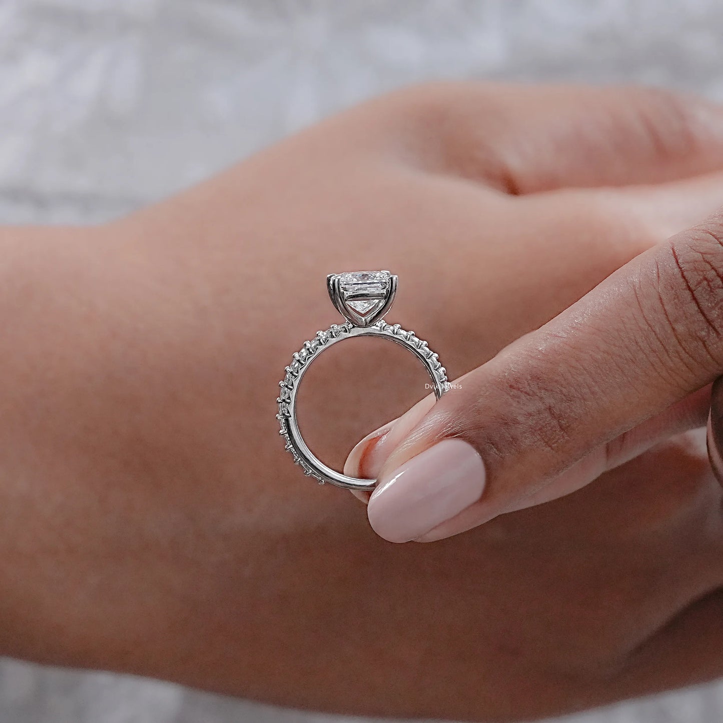 Princess Cut Solitaire Accent Bridal Ring Set