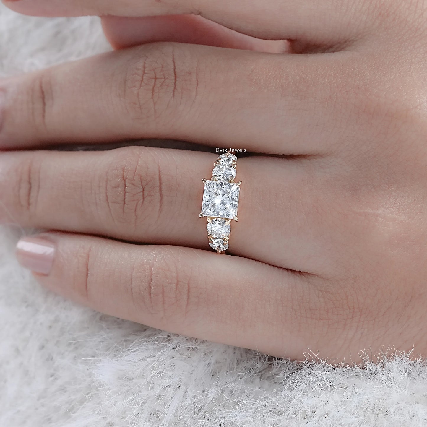 Princess Cut Five Stone Engagement Ring