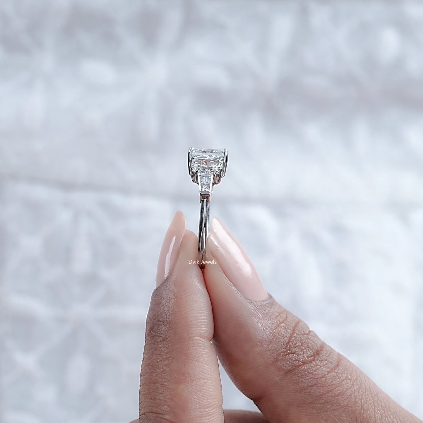 Radiant And Tapered Baguette Lab Diamond Five Stone Ring