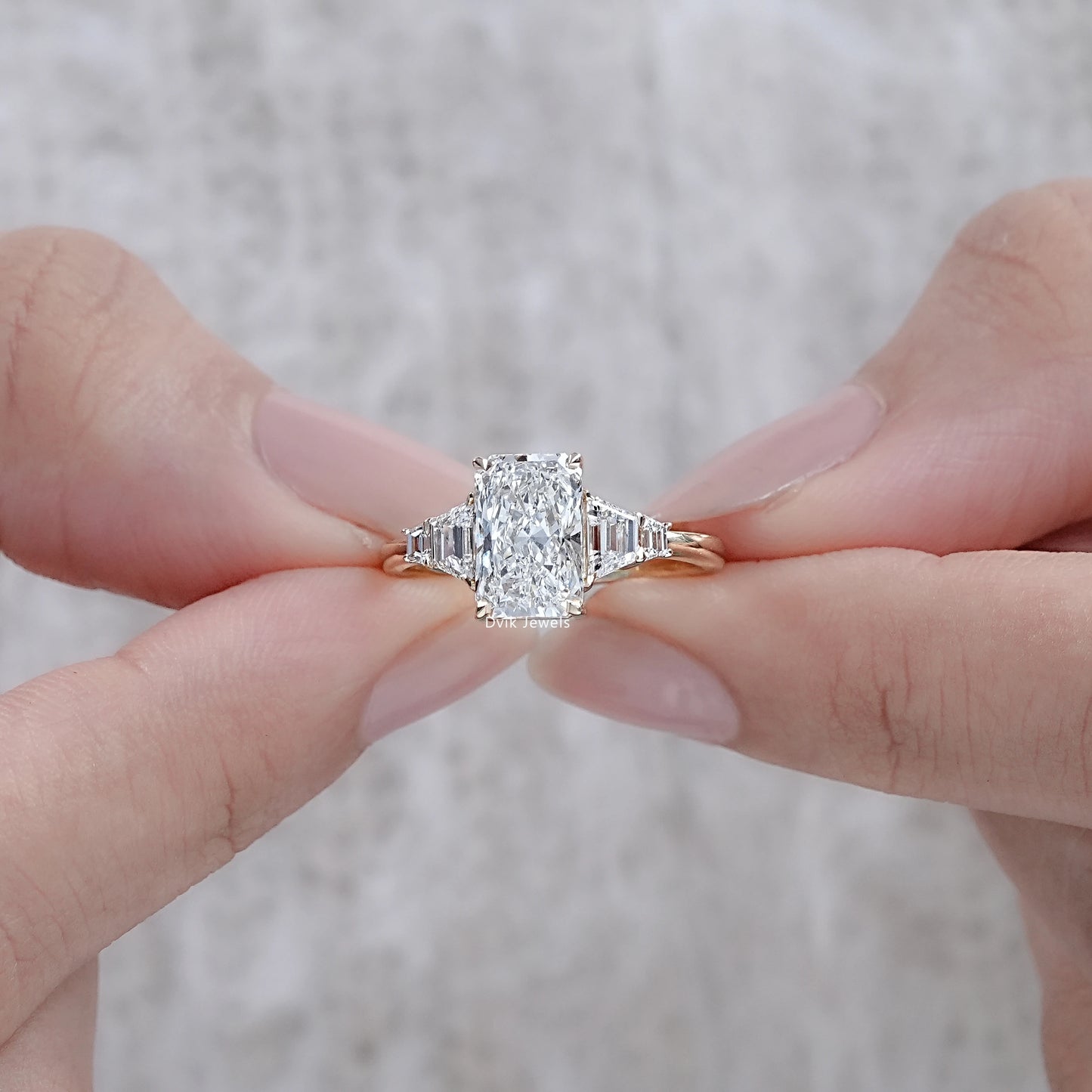 Radiant Cut Prong Set Five Stone Ring
