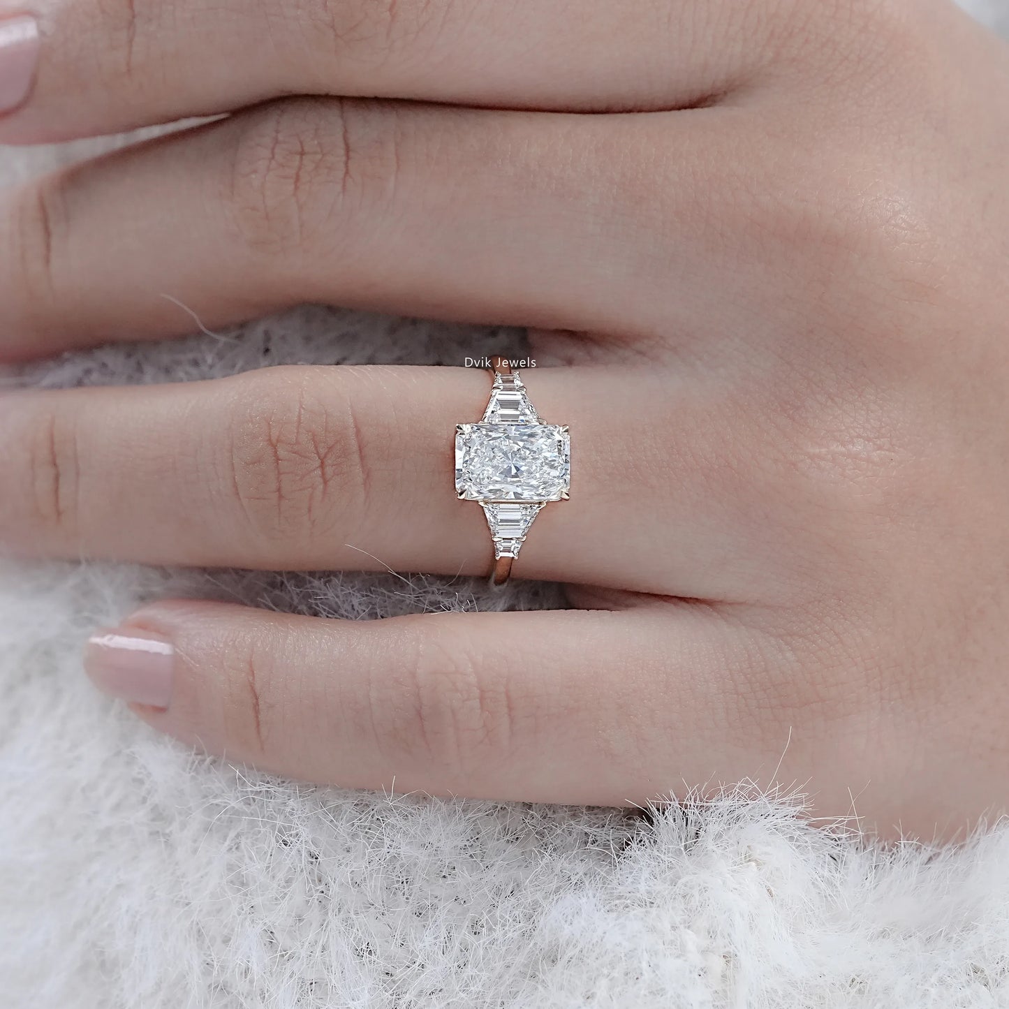 Radiant Cut Prong Set Five Stone Ring
