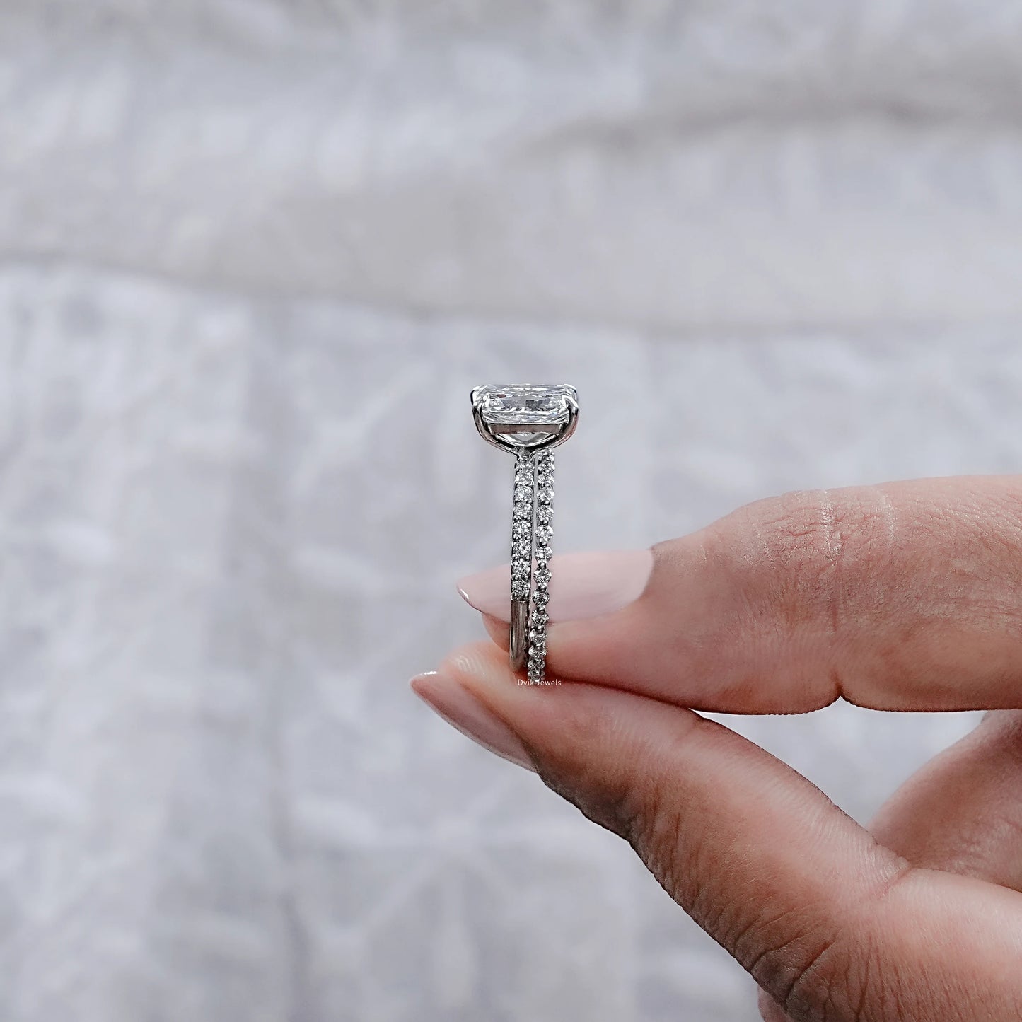 Radiant Cut Lab Grown Diamond Accent Ring Set