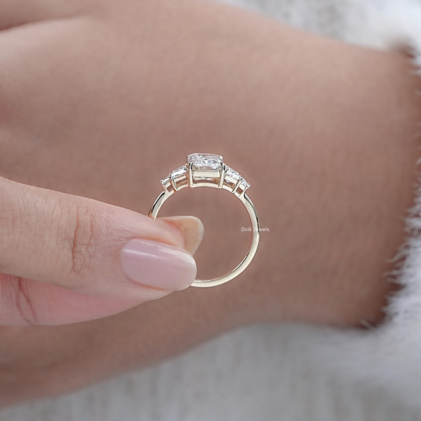 Radiant Cut Prong Set Five Stone Ring
