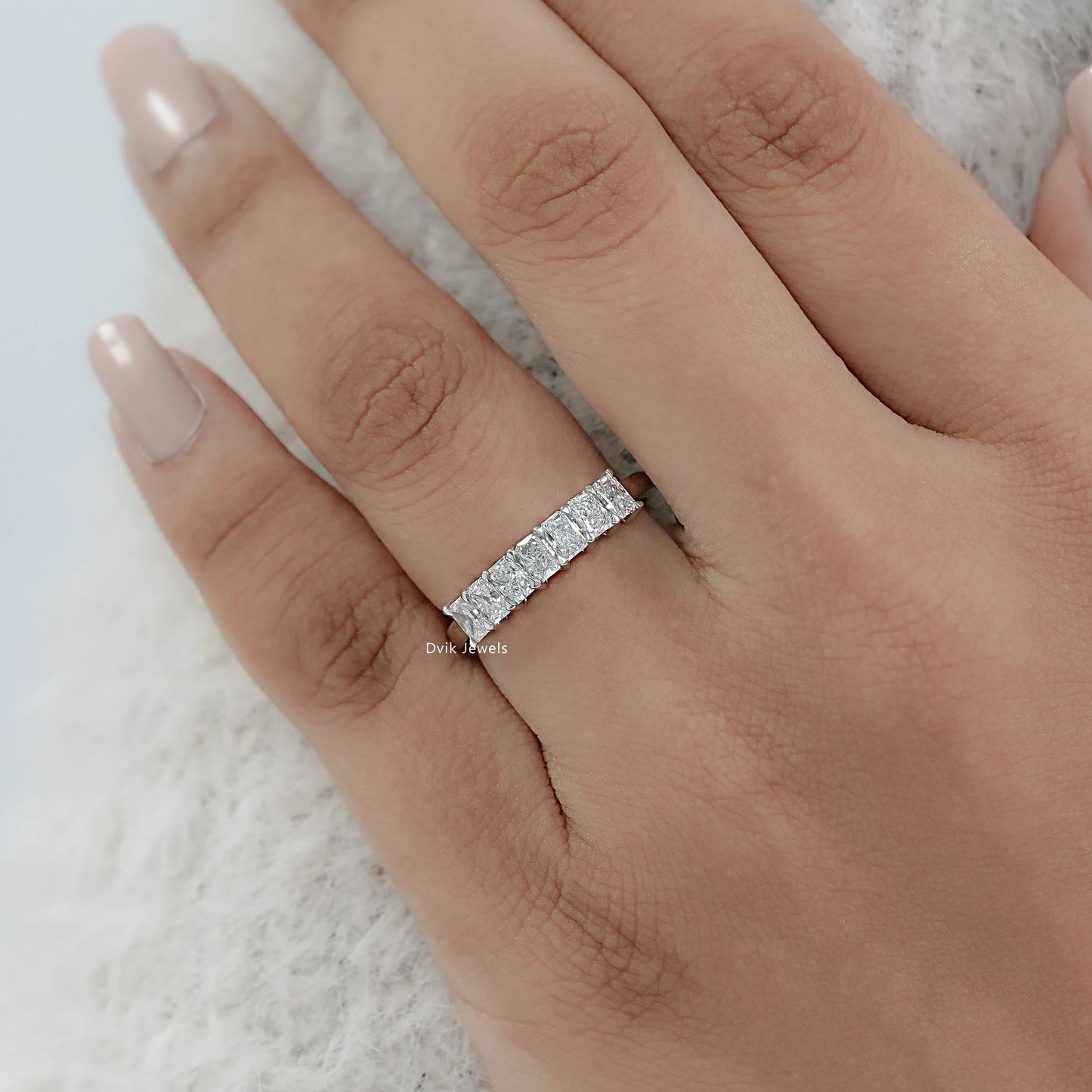 Radiant Cut Seven Stone Half Eternity Diamond Ring