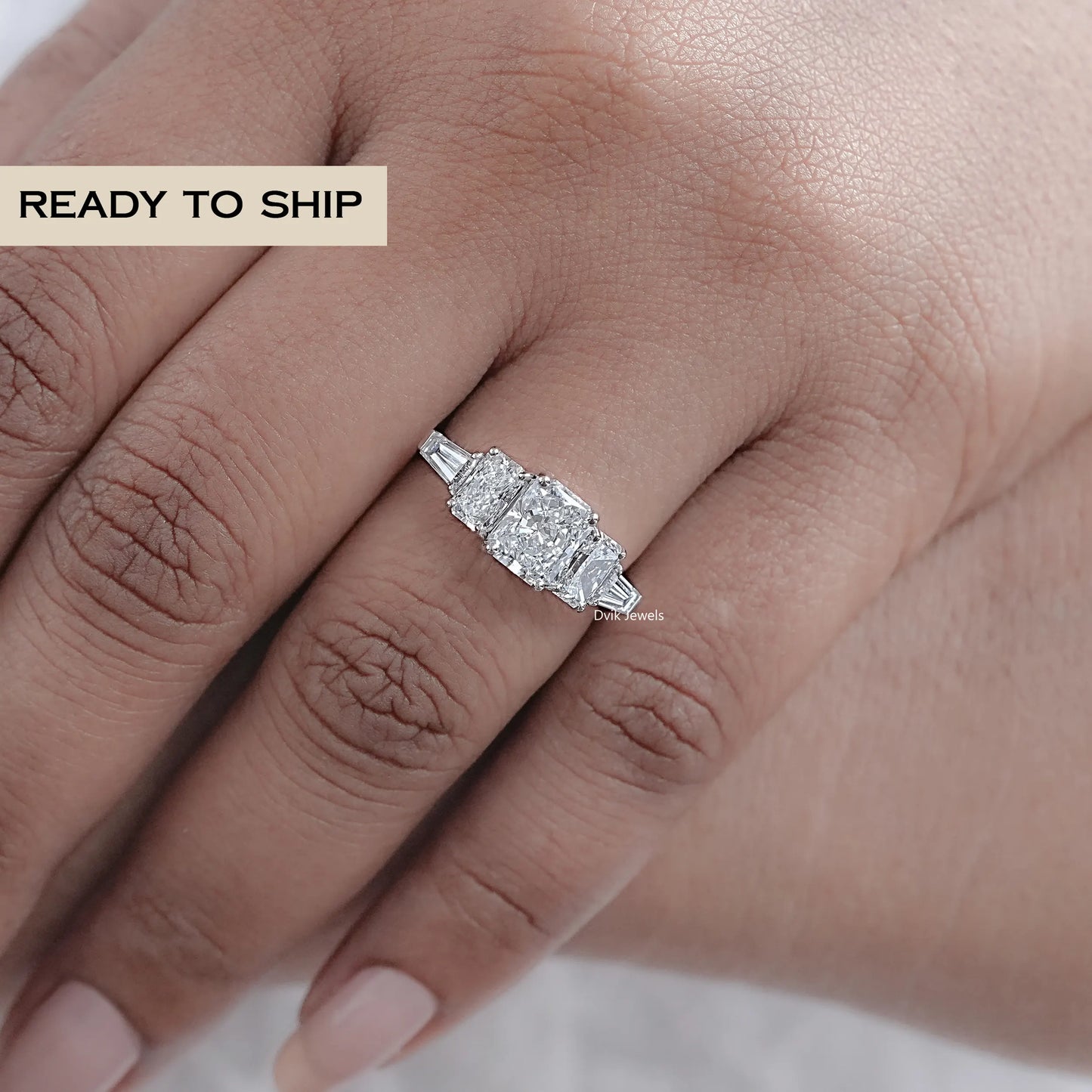 Five Stone Radiant And Baguette Diamond Ring