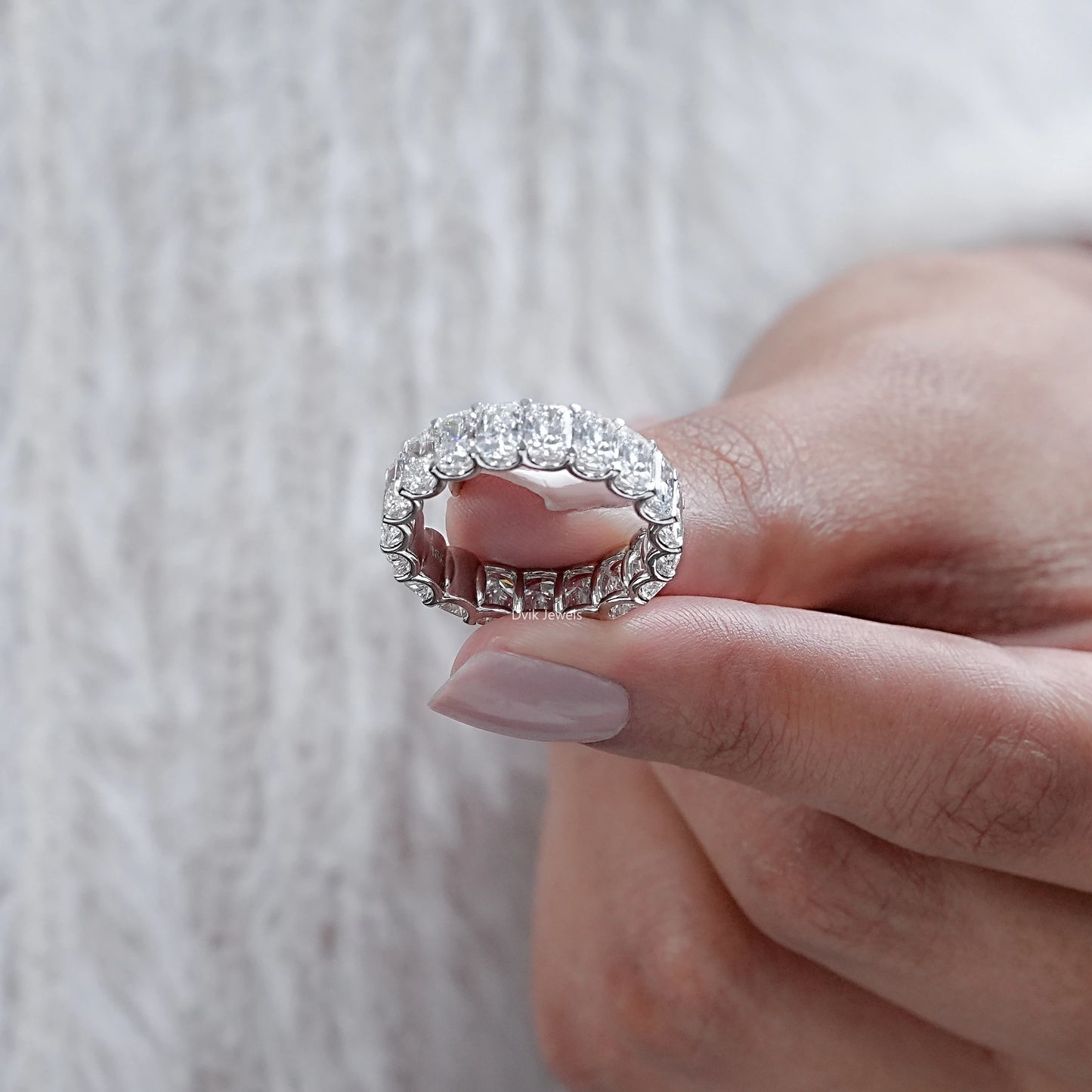 Radiant Cut Lab Diamond Full Eternity Wedding Band