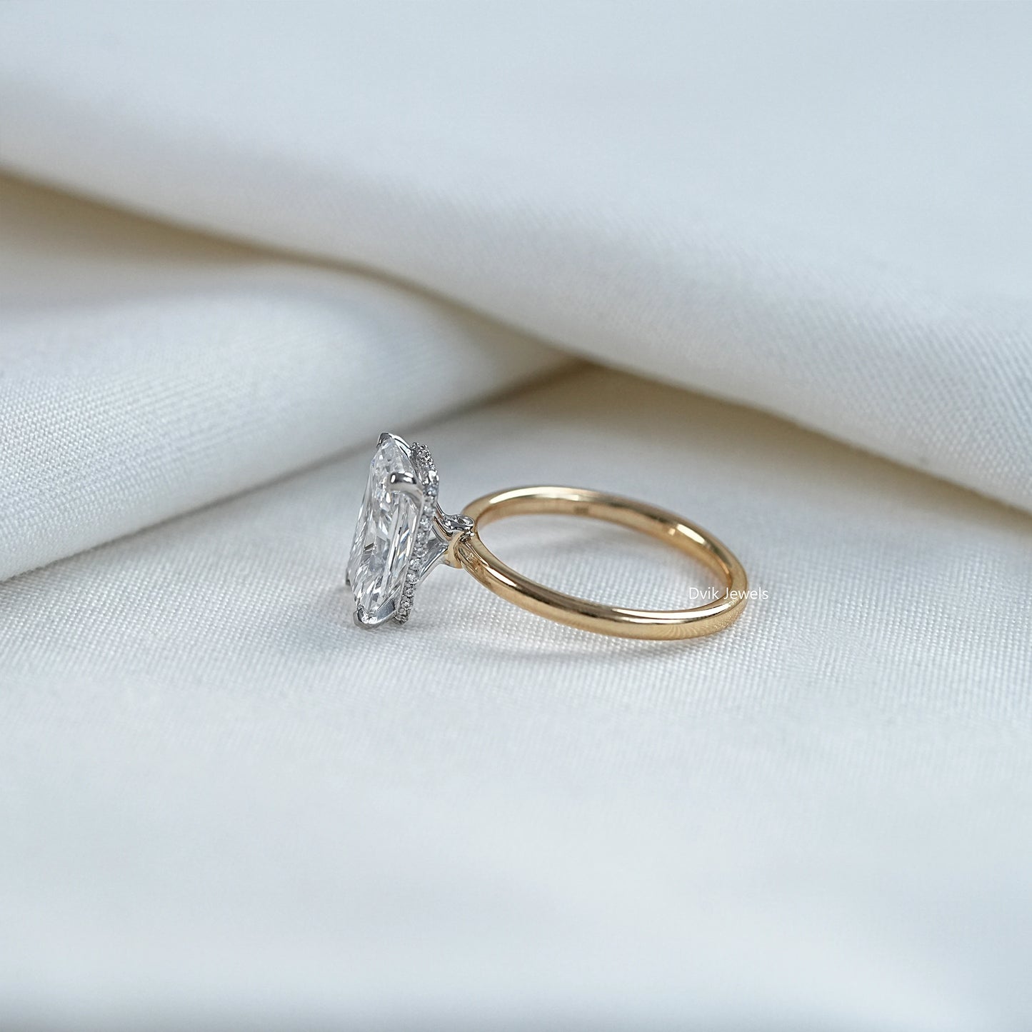 Radiant Cut Lab Diamond Two Tone Solitaire Ring