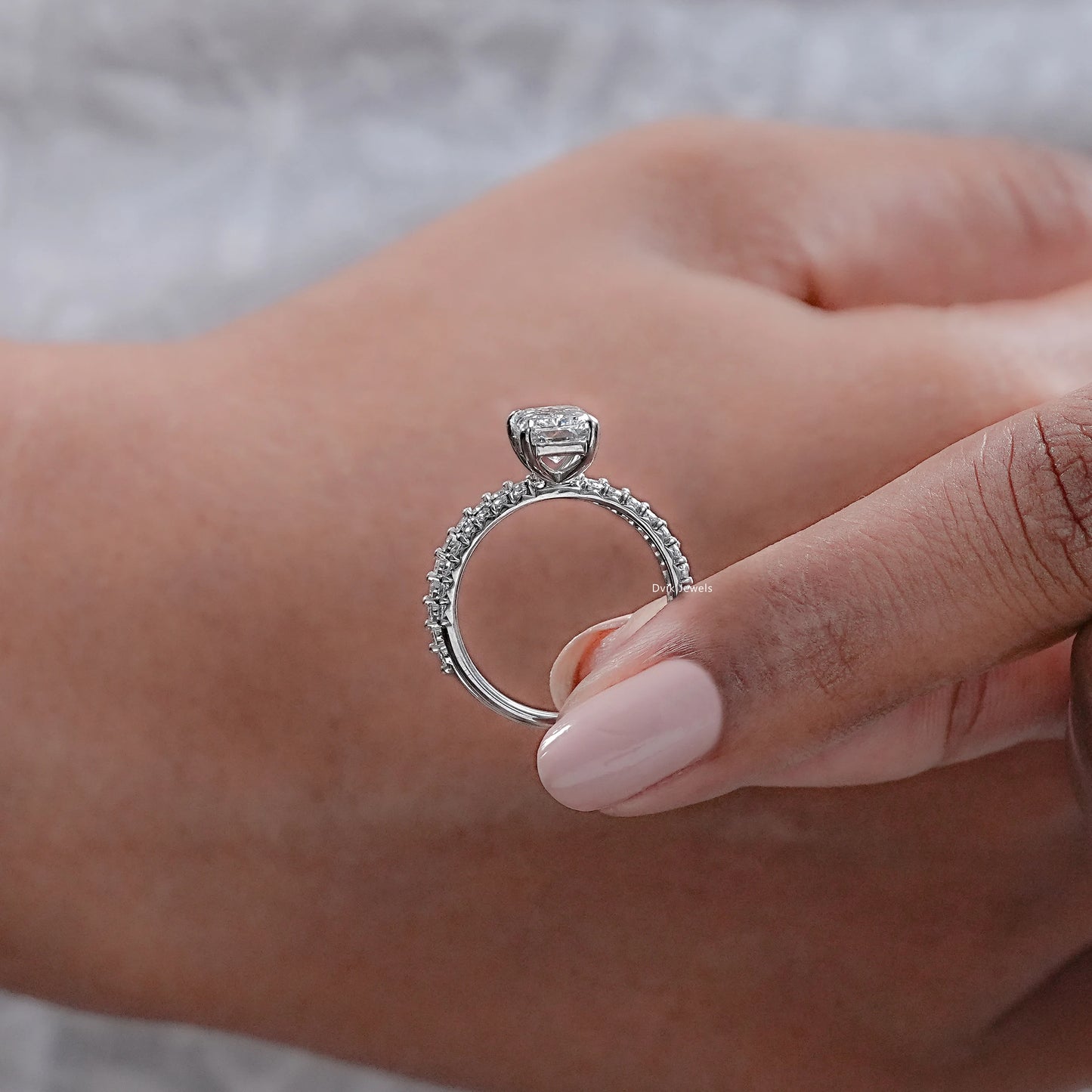 Radiant Cut Lab Grown Diamond Accent Ring Set
