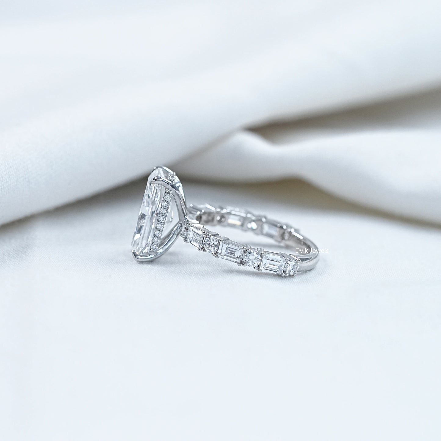 Radiant Cut Lab Diamond Accent Engagement Ring