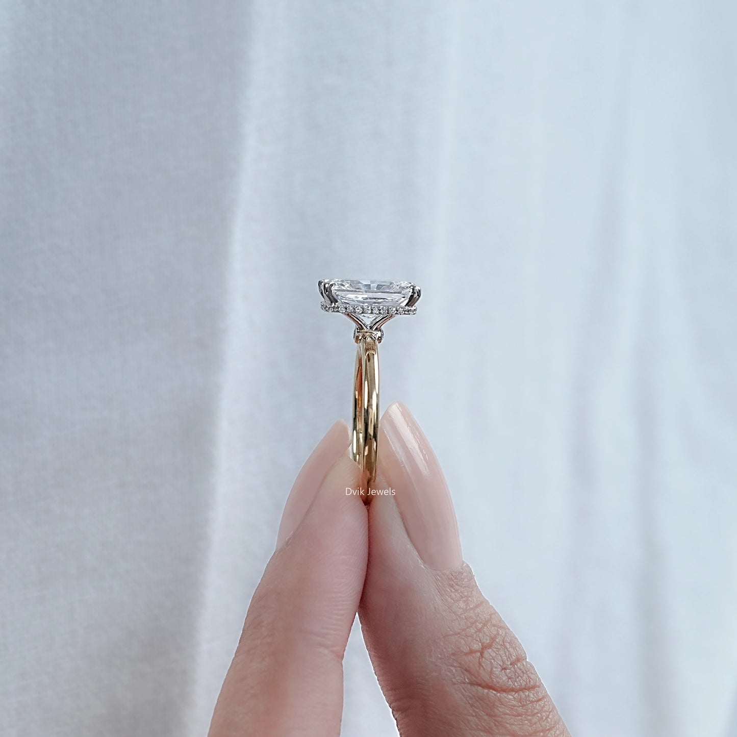 Radiant Cut Lab Diamond Two Tone Solitaire Ring