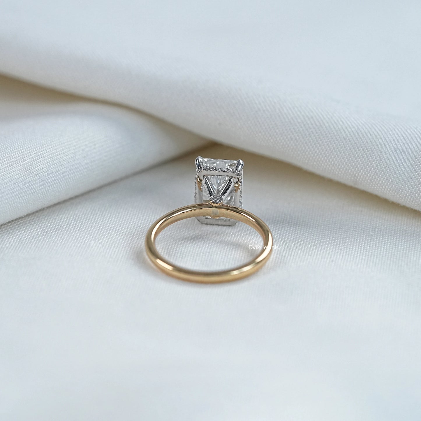 Radiant Cut Lab Diamond Two Tone Solitaire Ring