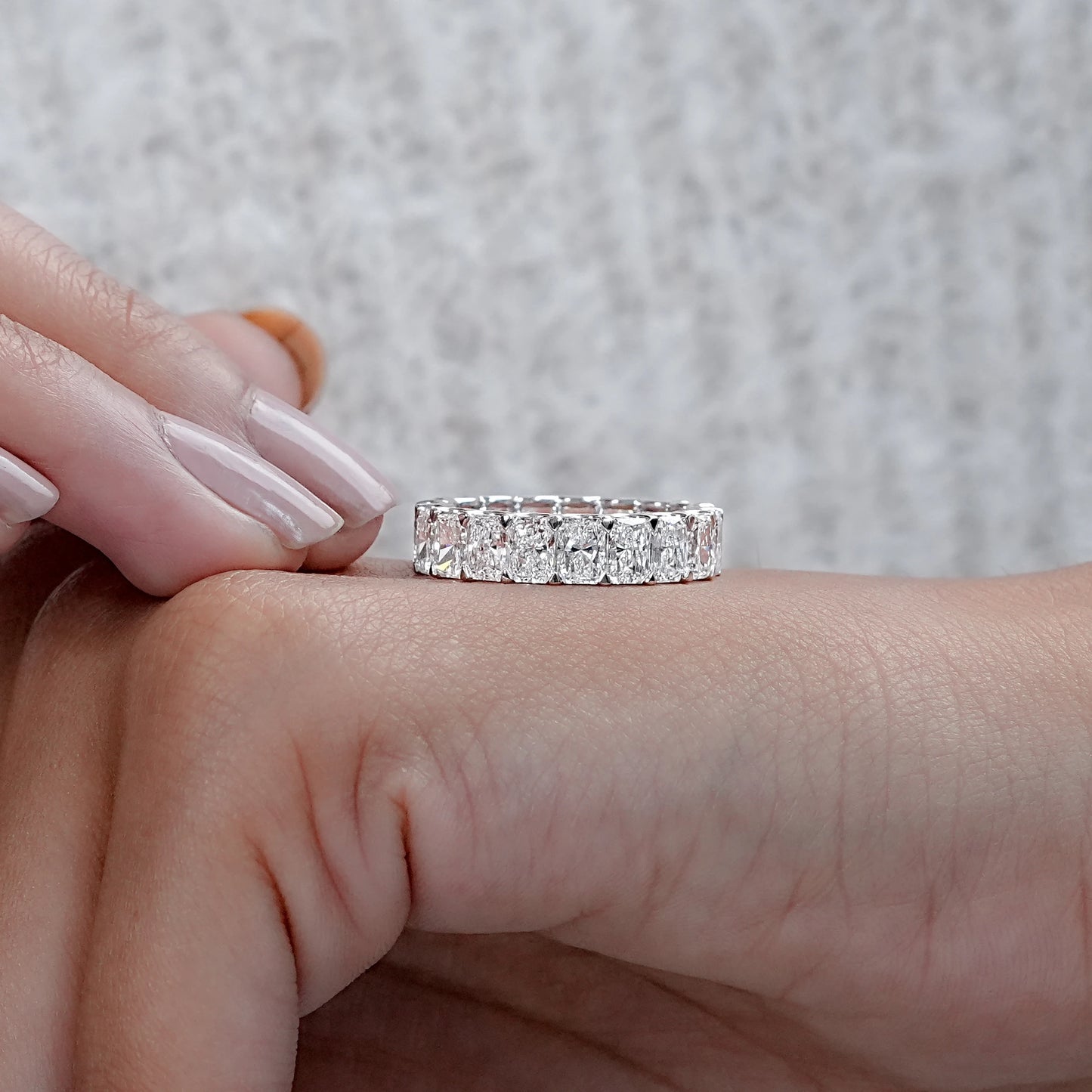 Radiant Cut Lab Diamond Full Eternity Wedding Band