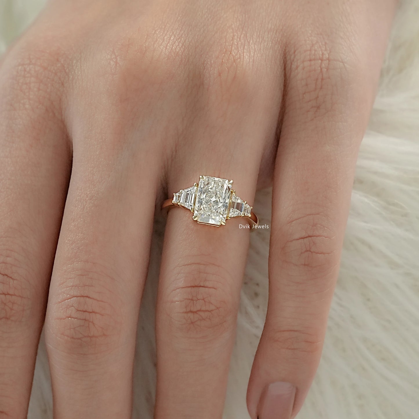 Five Stone Radiant Cut Lab Diamond Ring