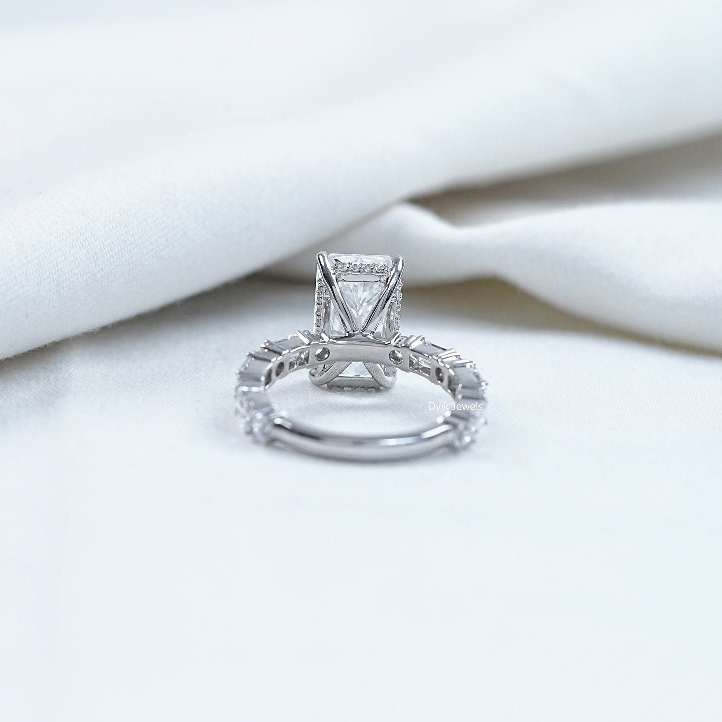 Radiant Cut Lab Diamond Accent Engagement Ring