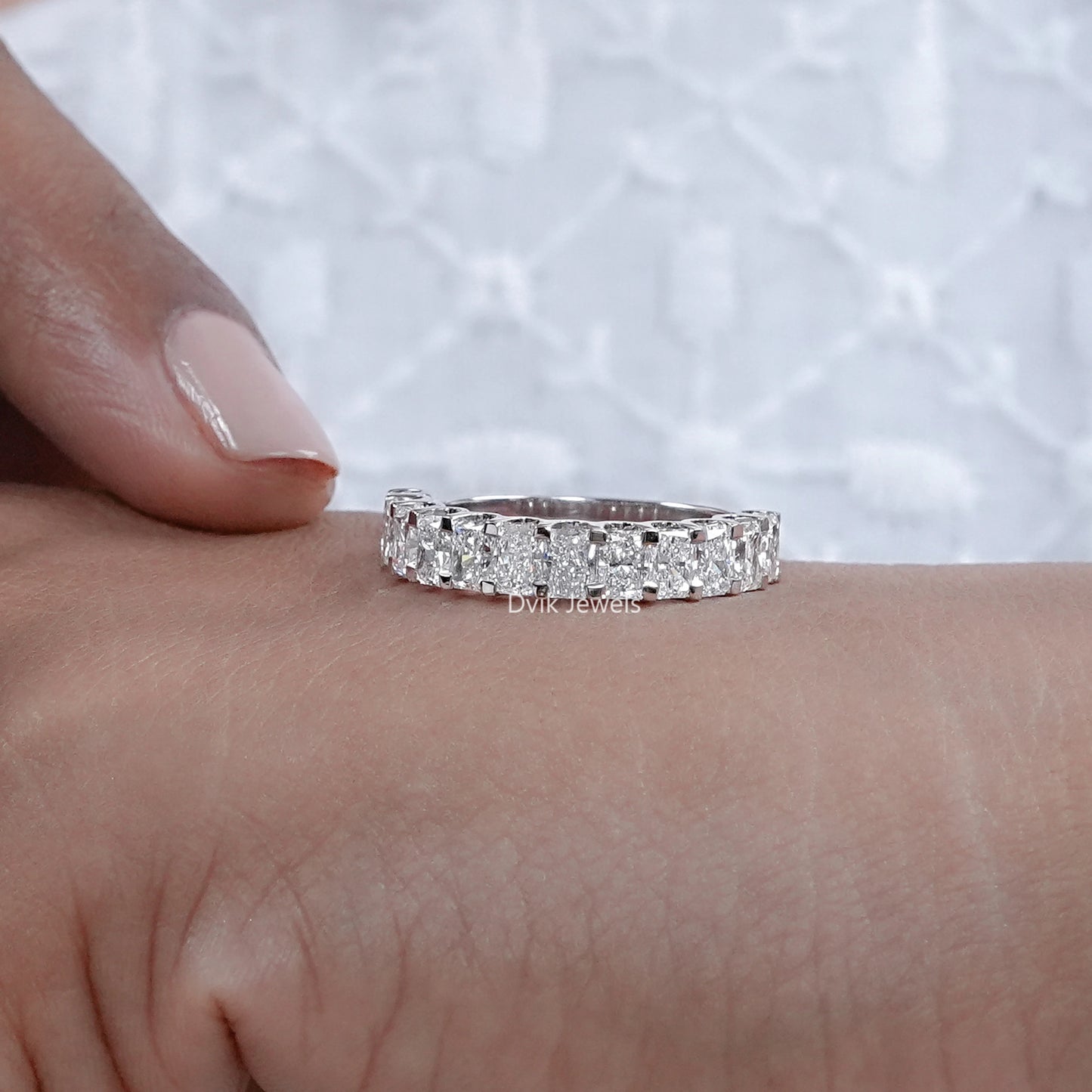 Radiant Cut Lab Diamond Wedding Band