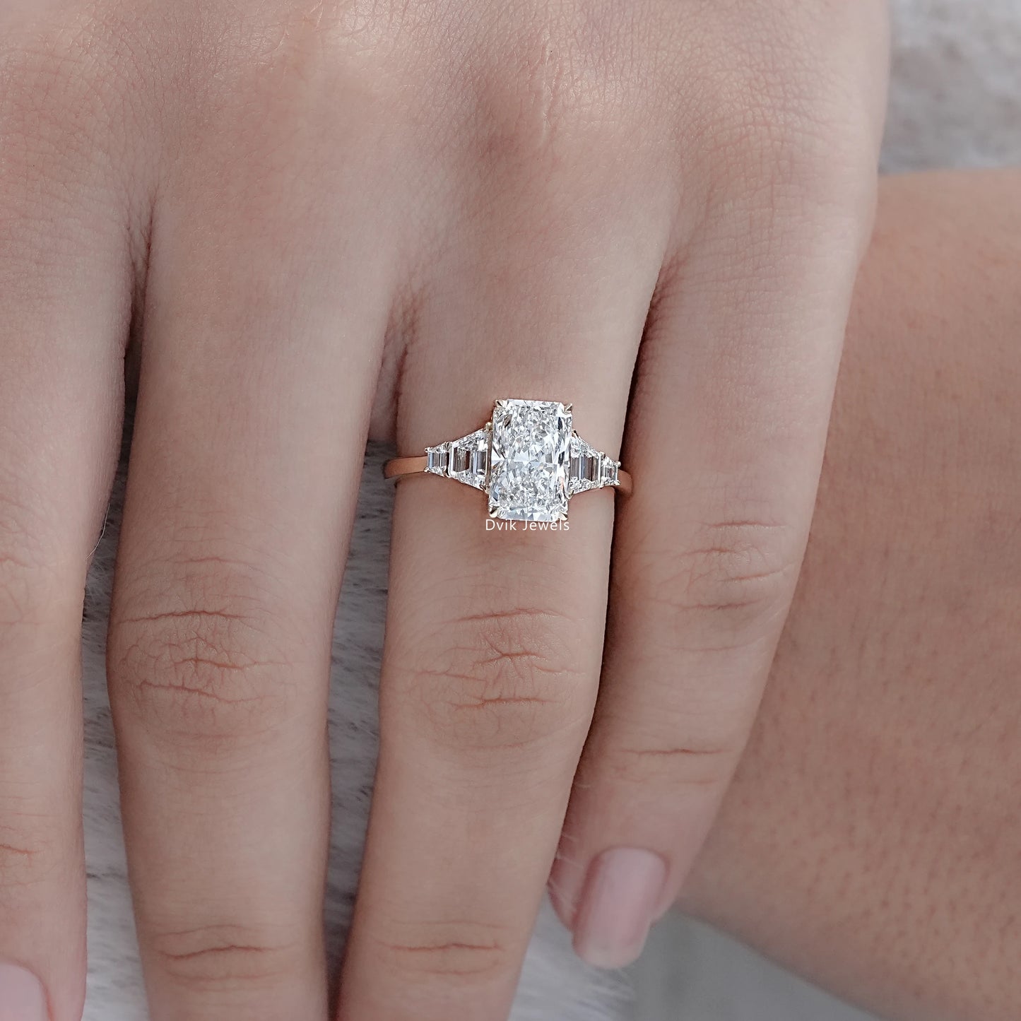 Radiant Cut Prong Set Five Stone Ring