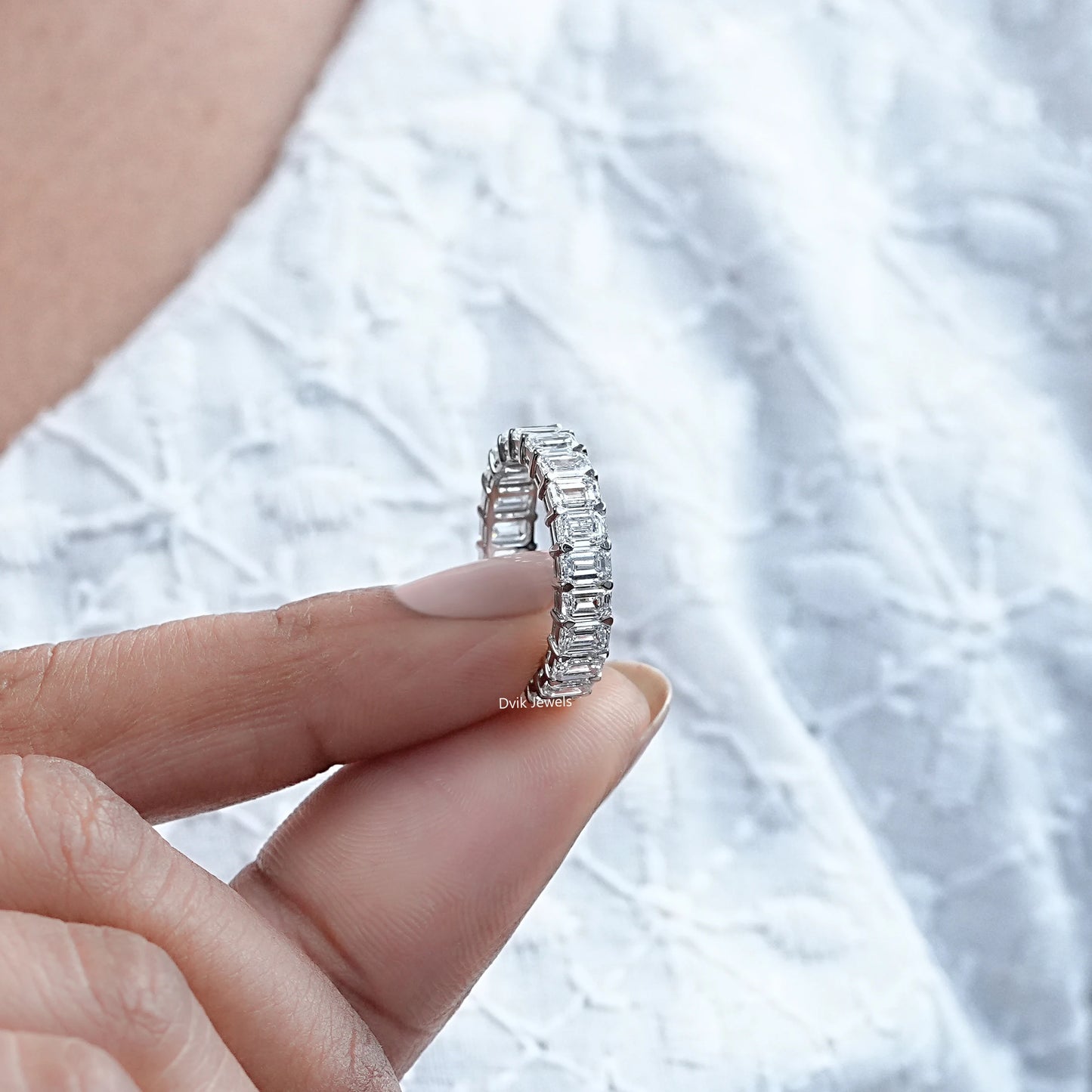 Emerald Cut Lab Grown Diamond Eternity Band