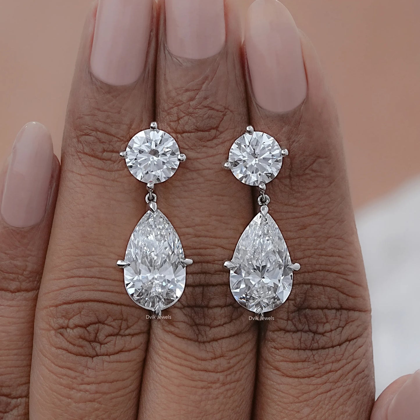 Pear Cut Lab Diamond Dangle Earrings