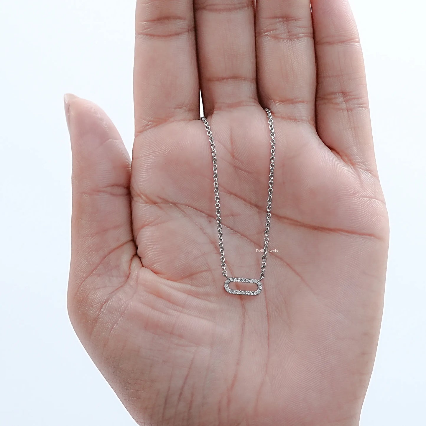 Round Cut Lab Diamond Open Rectangle Pendant
